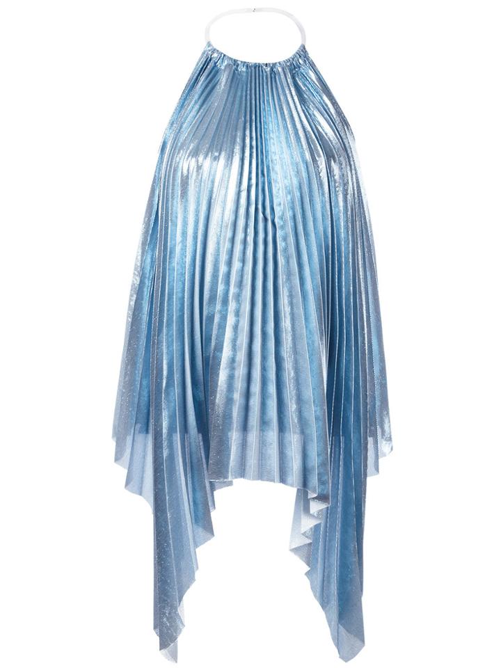 Ssheena Metallic Pleated Blouse - Blue