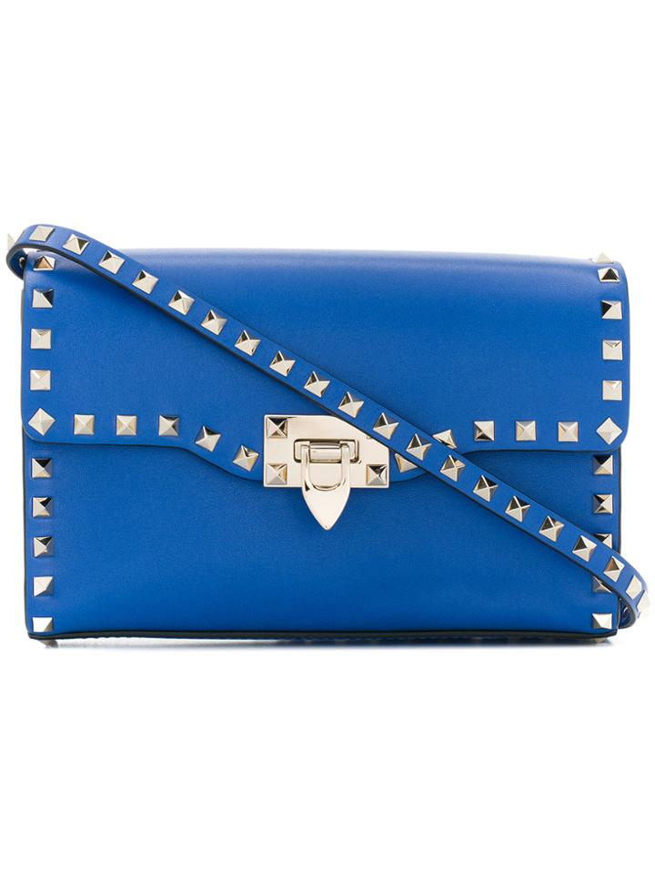 Valentino Foldover Rockstud Crossbody Bag - Blue