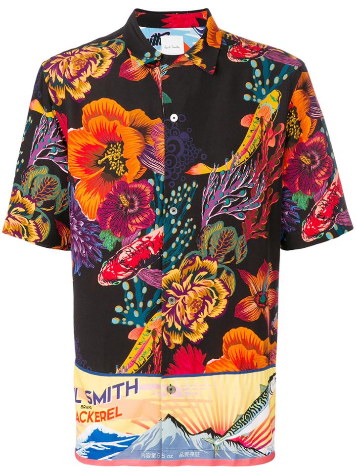 Paul Smith Floral Print Shortsleeved Shirt - Multicolour