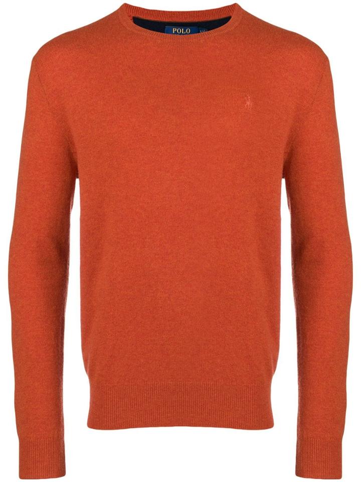 Polo Ralph Lauren Logo Embroidered Knitted Jumper - Orange