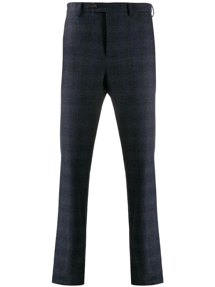 Eleventy Checked Tapered Trousers - Blue
