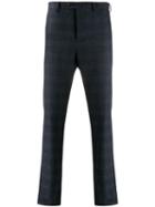 Eleventy Checked Tapered Trousers - Blue