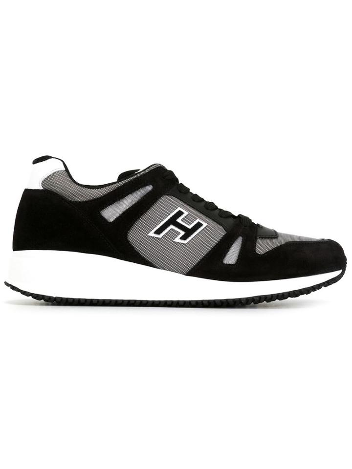 Hogan Panelled Sneakers, Men's, Size: 6.5, Black, Nylon/rubber/suede