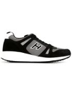Hogan Panelled Sneakers, Men's, Size: 6.5, Black, Nylon/rubber/suede