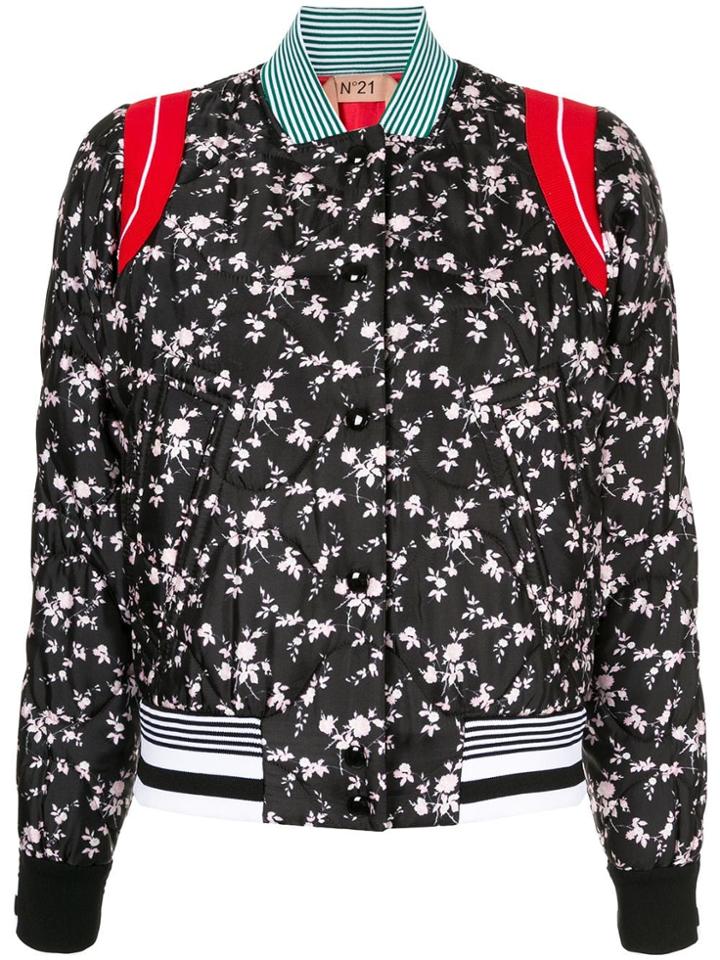 Nº21 Floral Print Bomber Jacket - Black