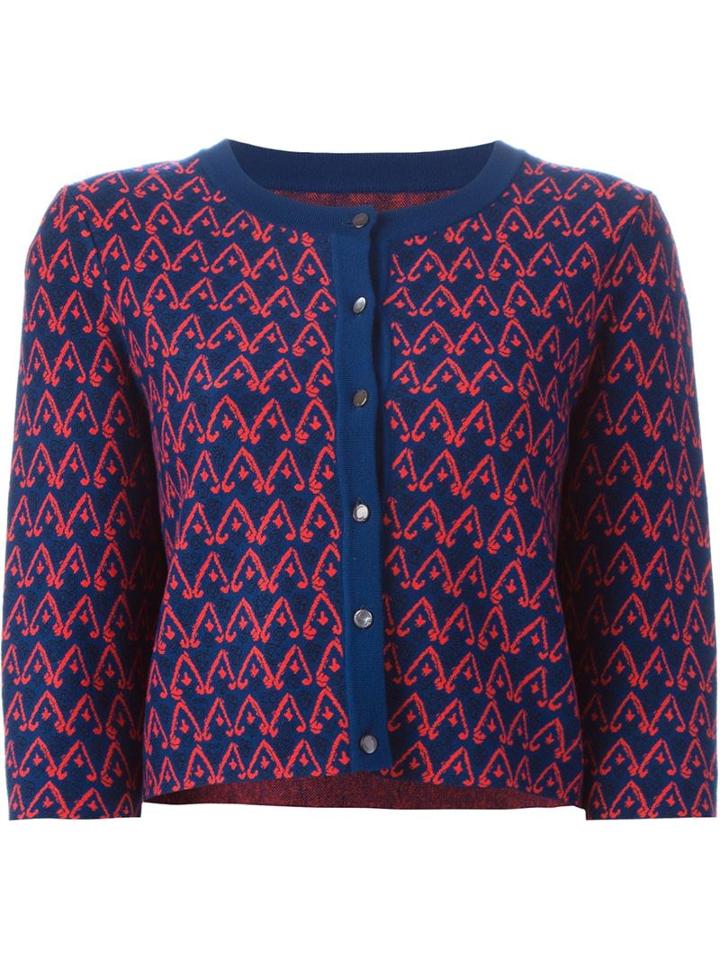 Issa Intarsia Cropped Cardigan