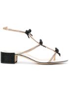 René Caovilla Crystal Bow Sandals - Gold