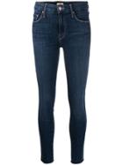 Mother Looker Ankle Fray Skinny Jeans - Blue