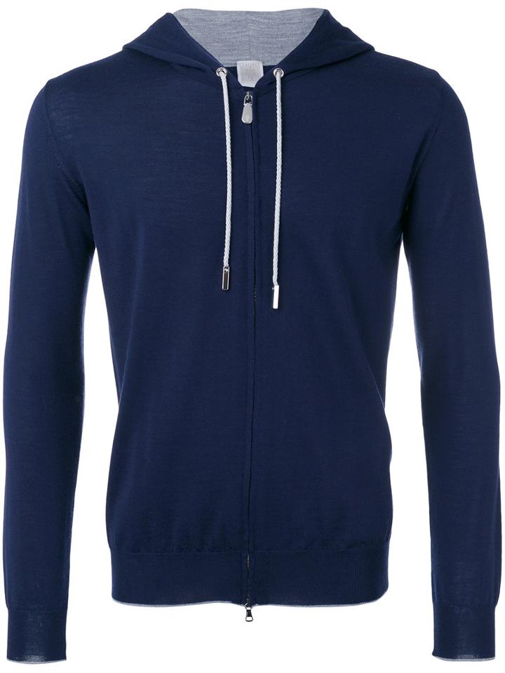 Eleventy - Zipped Hoodie - Men - Silk/merino - S, Blue, Silk/merino