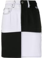 Msgm Checkered Print Denim Skirt - White