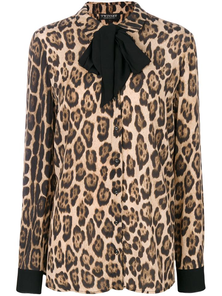 Twin-set Leopard Print Blouse - Brown
