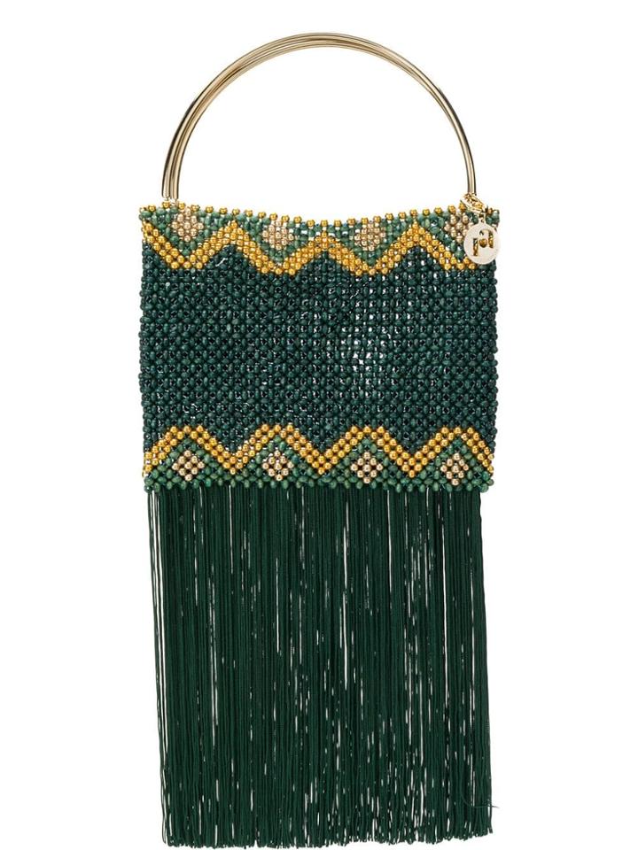 Rosantica Beaded Tassel Clutch Bag - Green