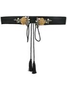 Alberta Ferretti Tied Belt, Women's, Size: Medium, Black, Leather/polyester/metal/glass