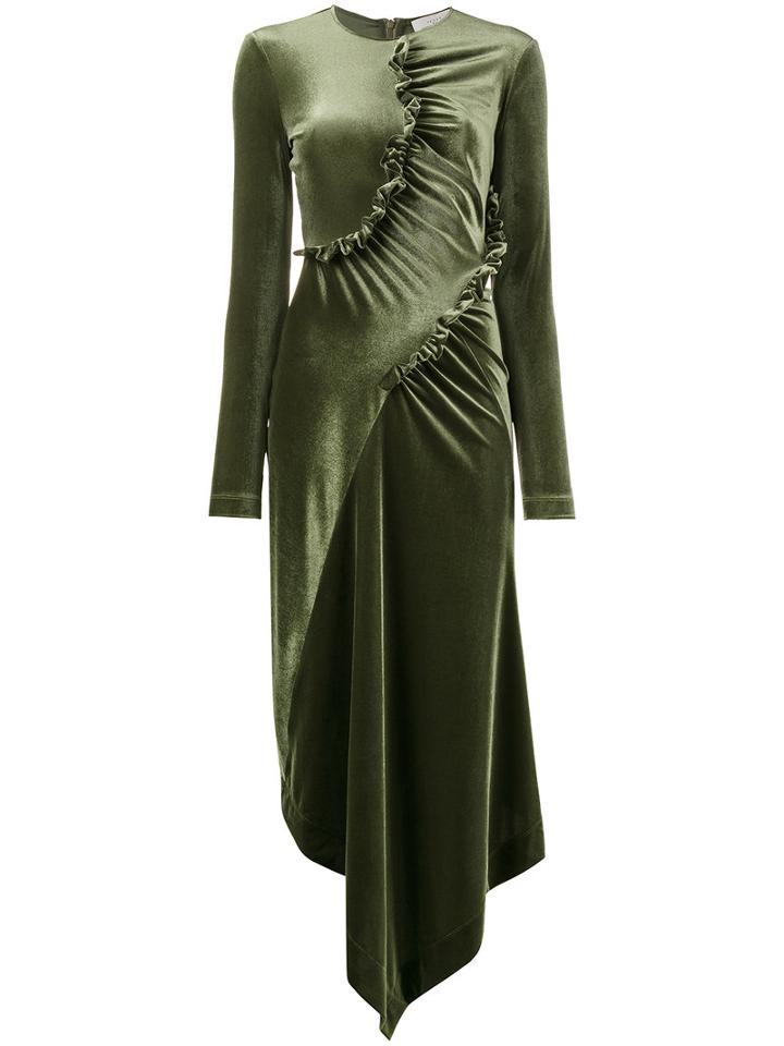 Preen By Thornton Bregazzi - Ruched Asymmetrical Dress - Women - Polyester/spandex/elastane - Xs, Green, Polyester/spandex/elastane