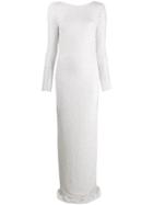 Balmain Long Pearl And Sequin Dress - White