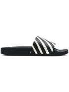Off-white Diagonal Stripe Sliders - Black
