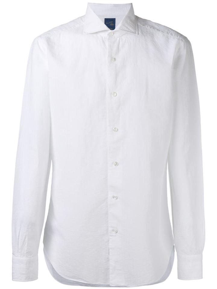 Barba Plain Shirt, Men's, Size: 39, White, Cotton/linen/flax