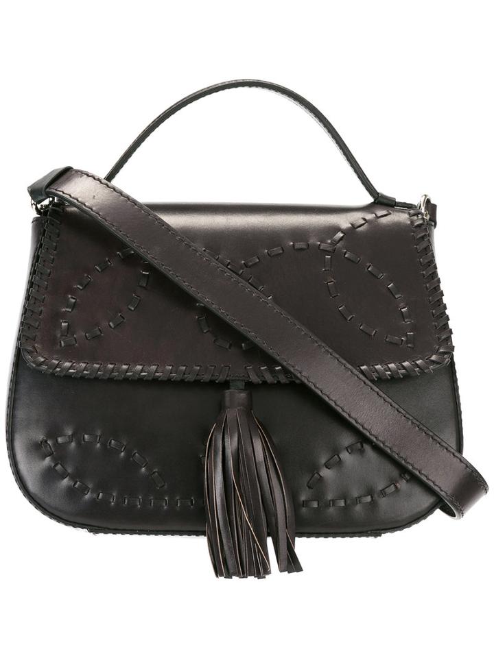Alberta Ferretti Tassel Detail Crossbody Bag, Women's, Black, Calf Leather