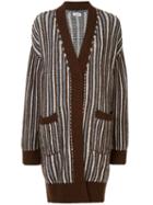 Coohem Ivy Stripe Cardigan Coat - Brown