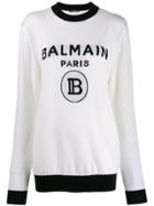 Balmain Knitted Logo Sweater - White