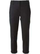 Brunello Cucinelli Cropped Tailored Trousers, Women's, Size: 40, Black, Spandex/elastane/virgin Wool/polyethylene/cupro