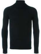Saint Laurent Knitted Roll Neck Sweater, Men's, Size: Large, Black, Virgin Wool