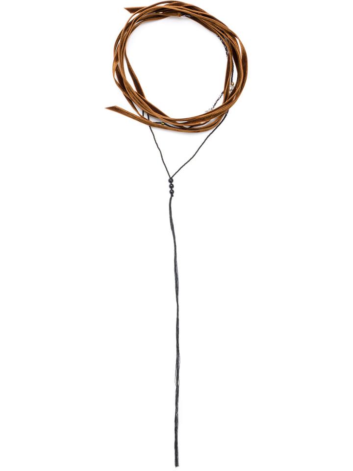 Ann Demeulemeester Layered Velvet Short Necklace - Brown