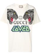 Gucci Tiger Print Logo T-shirt - Neutrals