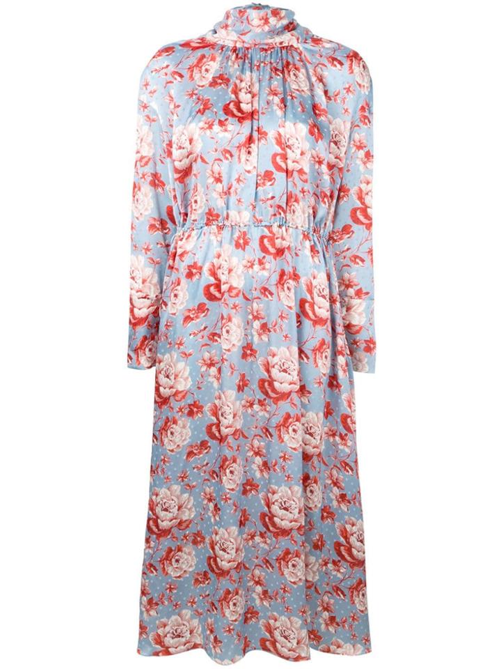 Magda Butrym Floral Print Silk Dress - Blue