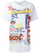 Gcds Mixed Print T-shirt, Women's, Size: Medium, White, Cotton