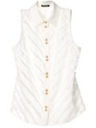 Balmain Fringe-trimmed Sleeveless Shirt - White