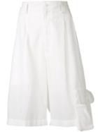 Yohji Yamamoto - Asymmetric Shorts - Women - Cotton/linen/flax/ramie/rayon - 2, White, Cotton/linen/flax/ramie/rayon