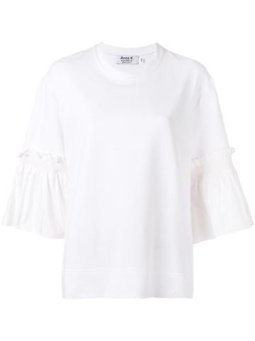 Anna K - Ruffled Sleeve Blouse - Women - Cotton/polyester/spandex/elastane/microfibre - M, White, Cotton/polyester/spandex/elastane/microfibre