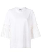 Anna K - Ruffled Sleeve Blouse - Women - Cotton/polyester/spandex/elastane/microfibre - M, White, Cotton/polyester/spandex/elastane/microfibre