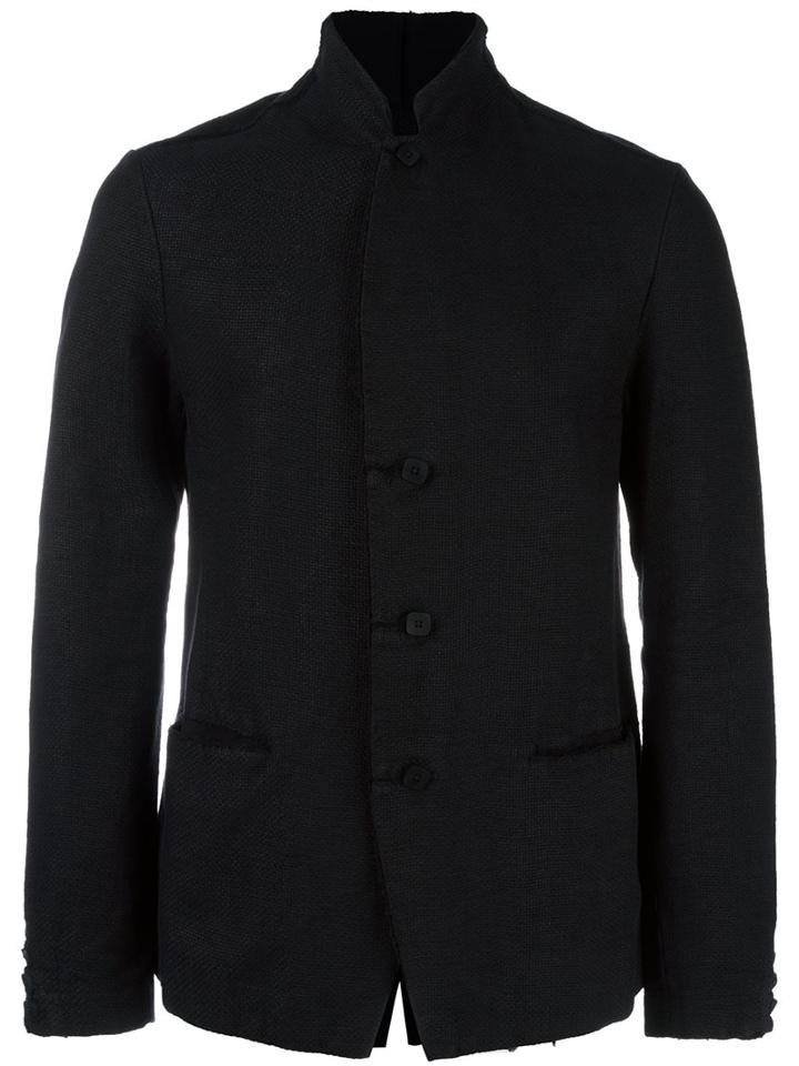 Transit Buttoned Blazer, Men's, Size: Large, Black, Cotton/linen/flax