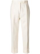 Thom Browne Frayed Wool High-waisted Stripe Trouser - White