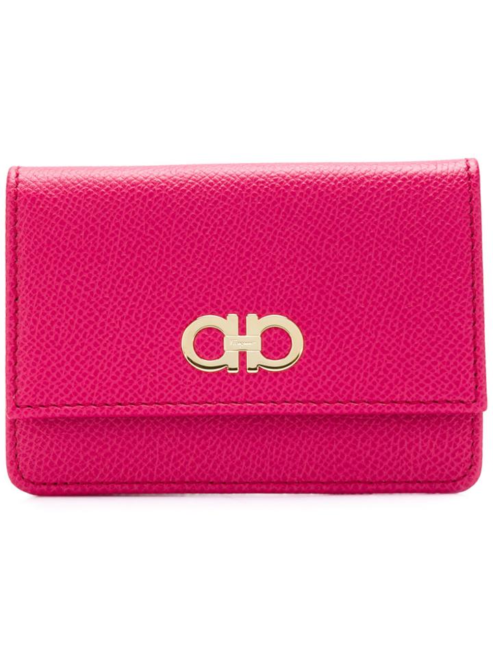 Salvatore Ferragamo Double Gancio Card Case - Pink & Purple