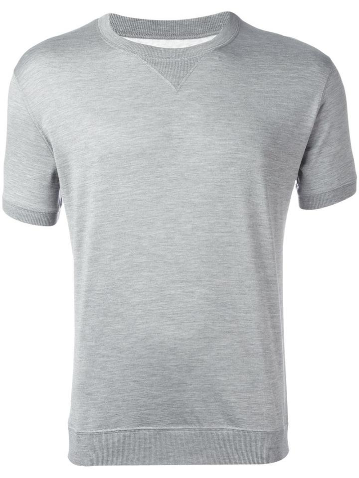 Brunello Cucinelli Crew Neck T-shirt, Men's, Size: Small, Grey, Silk/cotton