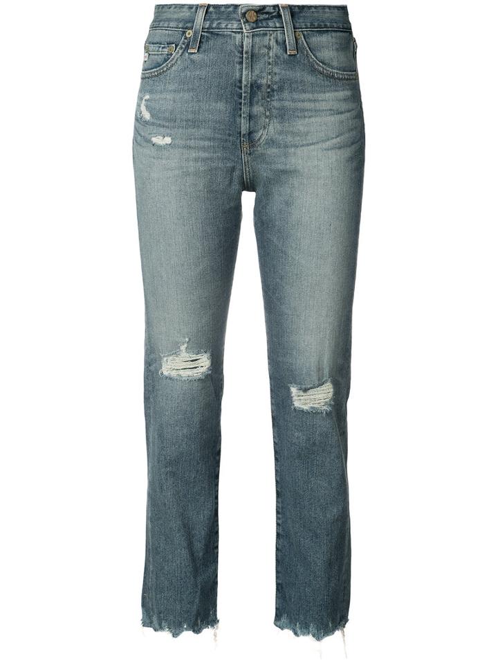 Ag Jeans - High-rise Cropped Jeans - Women - Cotton/polyurethane - 31, Blue, Cotton/polyurethane
