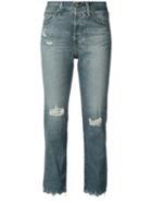Ag Jeans - High-rise Cropped Jeans - Women - Cotton/polyurethane - 31, Blue, Cotton/polyurethane