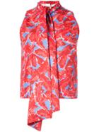 Msgm Feather Print Blouse - Red