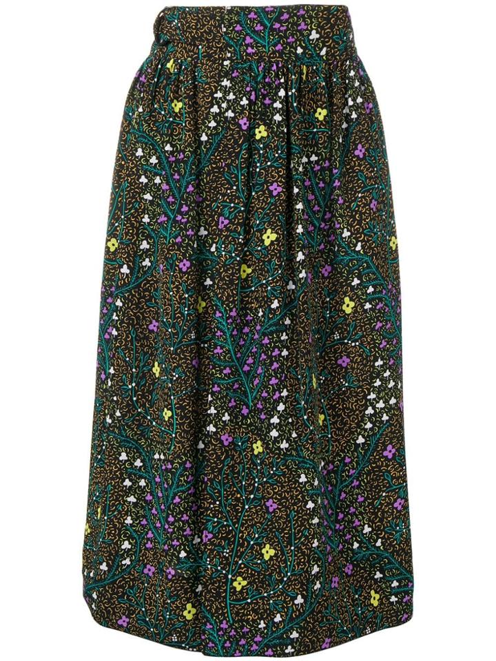 Joseph Floral Pleated Skirt - Black