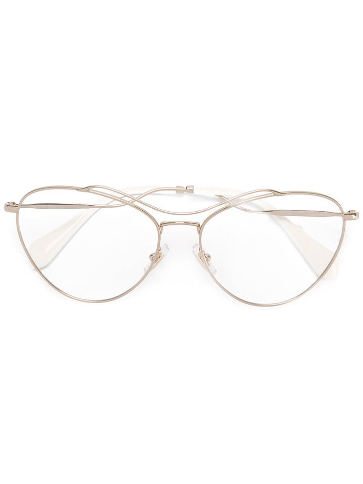 Miu Miu Eyewear Aviator Shaped Glasses - Metallic