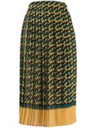 Elisabetta Franchi Logo Print Pleated Skirt - Green
