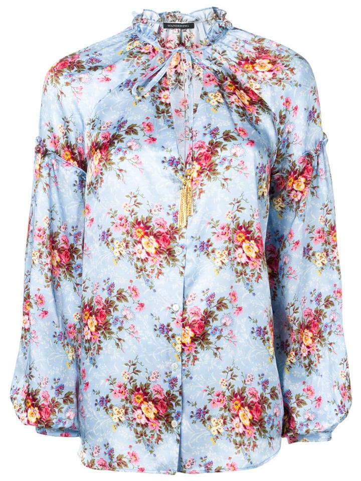 Wandering Puffball Sleeve Blouse - Blue