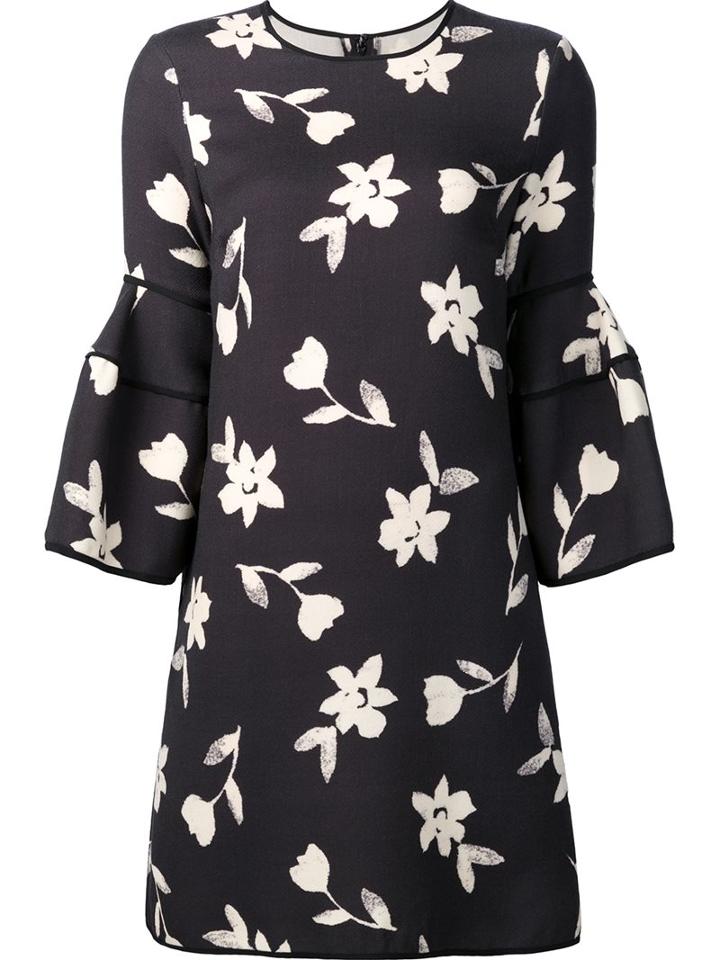 Carolina Herrera Bell Sleeve Mini Dress, Women's, Size: 4, Black, Virgin Wool