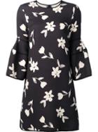 Carolina Herrera Bell Sleeve Mini Dress, Women's, Size: 4, Black, Virgin Wool