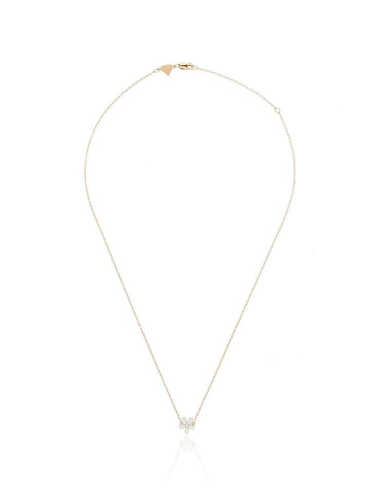 Alison Lou 14kt Yellow Gold Flower Necklace - White- Gold