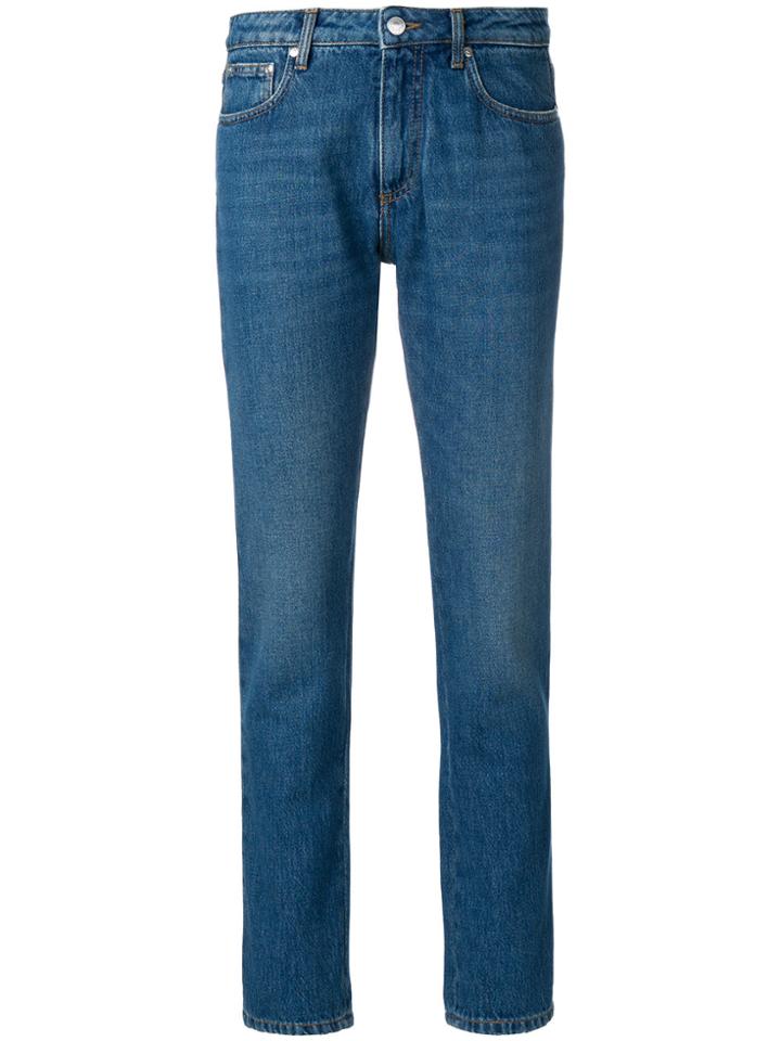 Msgm Straight Leg Branded Jeans - Blue