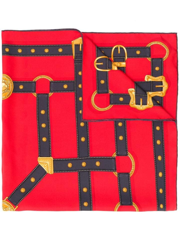 Versace Harness Print Scarf - Red